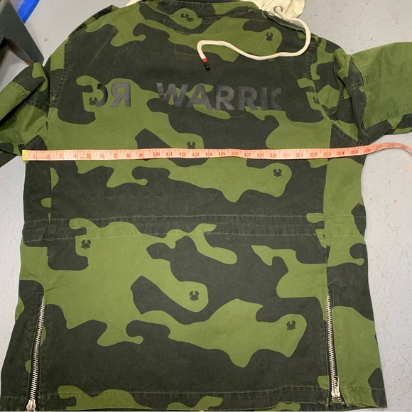 Warriors Camo Military Utility Jacket Green Black Hooded Dara Trooper L Oversize - Picture 13 of 16